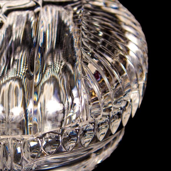 Vintage Bohemian Crystal Lidded Box Hand-Cut Design Clear Decorative Glass - Picture 10 of 10